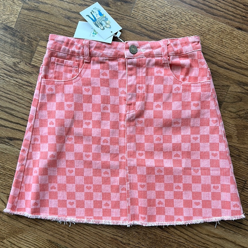 Lola + The Boys Pink and White A-line Mini Skirt